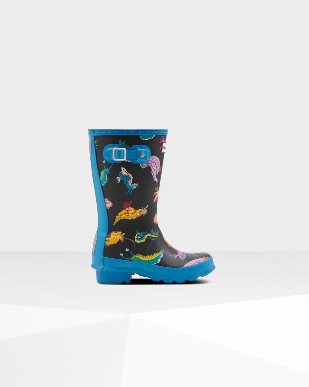 Kids Hunter Original Big Sea Monster Print Rain Boots Blue | PBKTNM-901